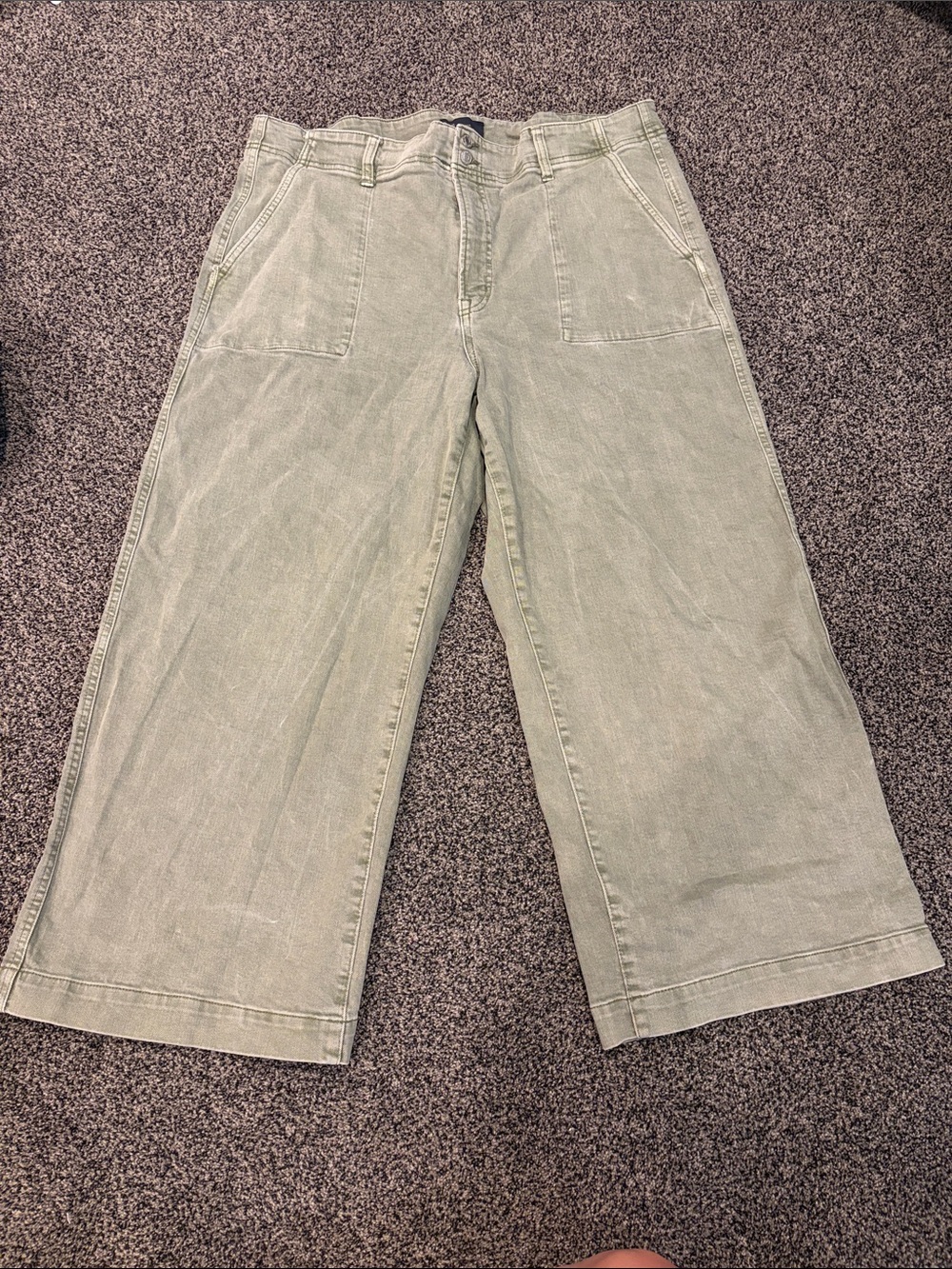 GAP Wide Leg Flare Jeans in Light Sage Green